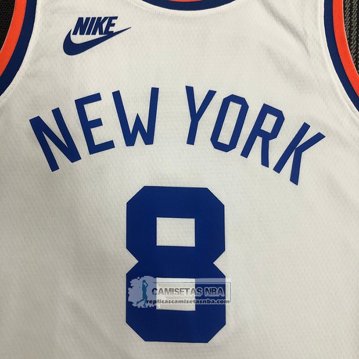 Camiseta New York Knicks Kemba Walker NO 8 75th Anniversary Blanco